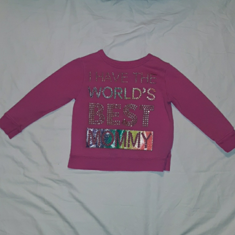 Girls 2T pink sweat shirt w/rainbow/glitter phrase